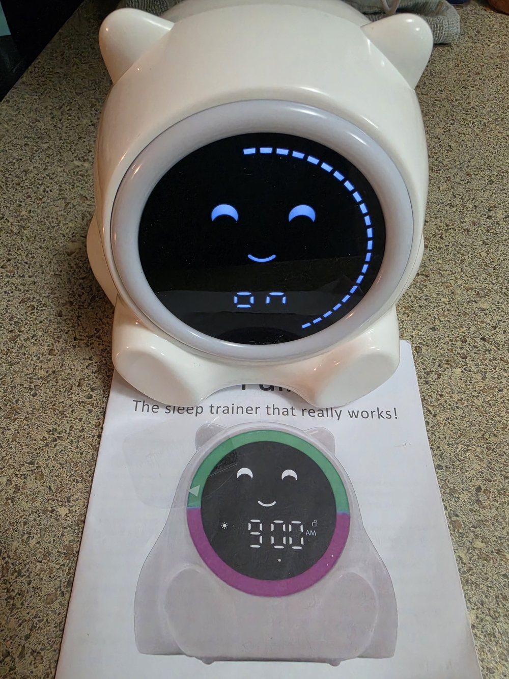 Pali Cute White Sleep Trainer Clock with Smiling Face